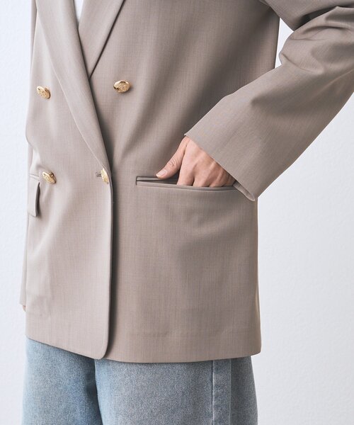 RIVE DROITE（リヴドロワ）の「予約【オンオフ使える】ドライギャバピークドラペルジャケット（テーラードジャケット・レディース・ネイビー/ライトグレー/モカ・FREE）」の17枚目の写真