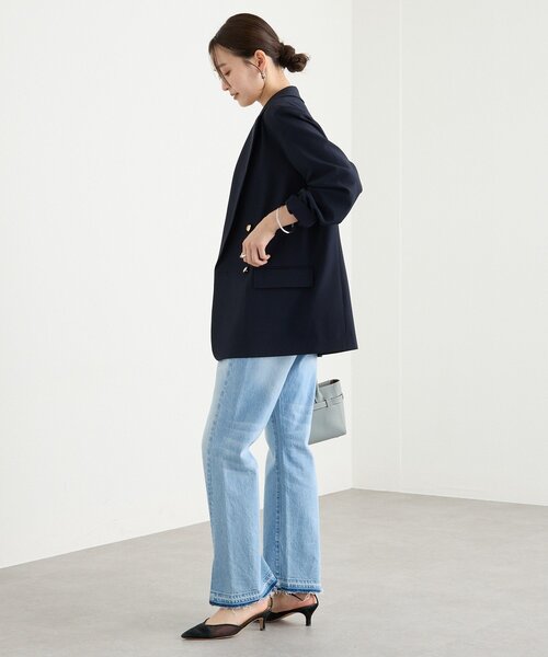 RIVE DROITE（リヴドロワ）の「予約【オンオフ使える】ドライギャバピークドラペルジャケット（テーラードジャケット・レディース・ネイビー/ライトグレー/モカ・FREE）」の10枚目の写真