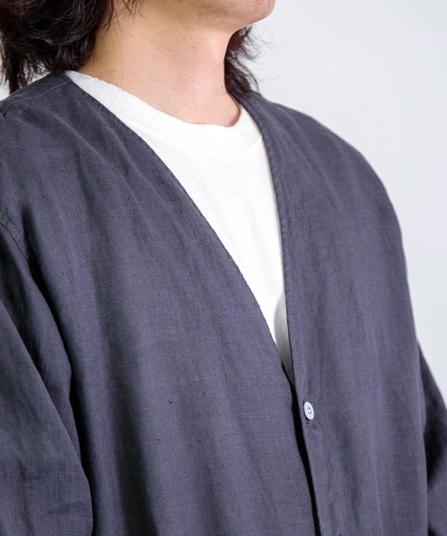 RINEN（リネン）の「[RINEN] リネンローン カーディガン（カーディガン/ボレロ・メンズ・チャコールグレー/アイボリー・2/3）」の13枚目の写真