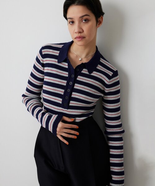 Whim Gazette（ウィムガゼット）の「ニットポロボディスーツ（ニット/セーター・レディース・ベージュ/レッド・FREE）」の20枚目の写真