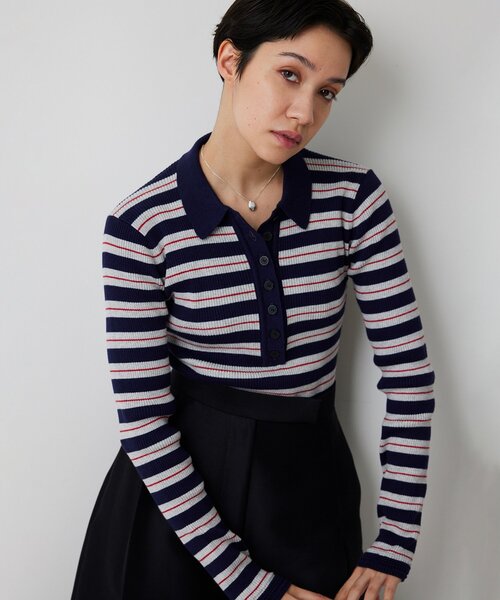 Whim Gazette（ウィムガゼット）の「ニットポロボディスーツ（ニット/セーター・レディース・ベージュ/レッド・FREE）」の13枚目の写真