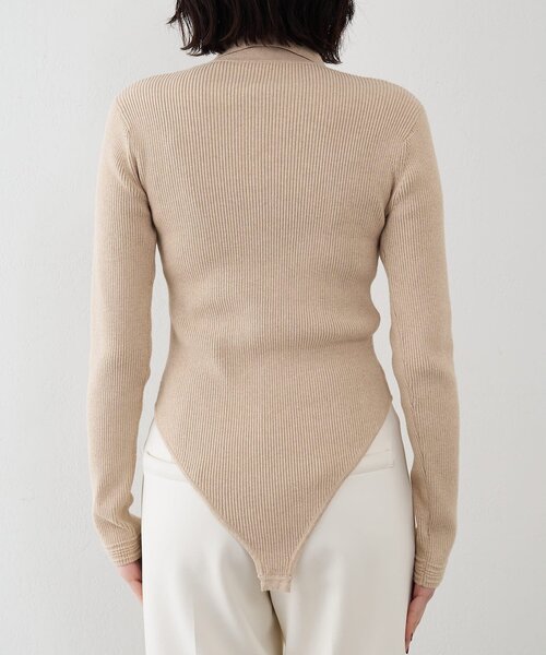Whim Gazette（ウィムガゼット）の「ニットポロボディスーツ（ニット/セーター・レディース・ベージュ/レッド・FREE）」の3枚目の写真