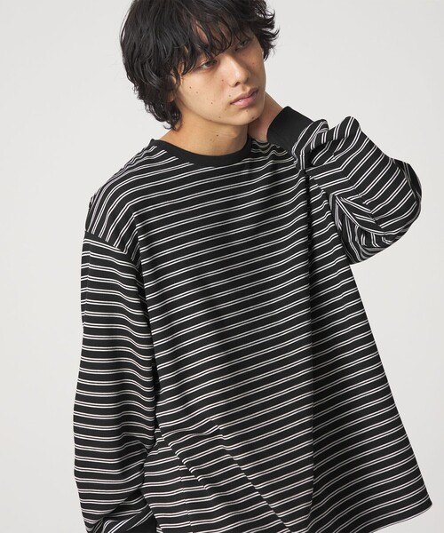 CITEN（シテン）の「＜CITEN＞リップルボーダーロングスリーブシャツ（Tシャツ/カットソー・メンズ・ブラック/ホワイト・L/M）」の2枚目の写真
