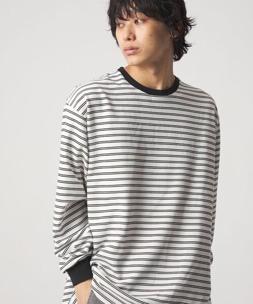 CITEN（シテン）の「＜CITEN＞リップルボーダーロングスリーブシャツ（Tシャツ/カットソー・メンズ・ブラック/ホワイト・L/M）」の6枚目の写真