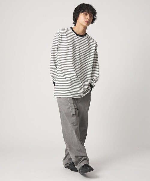 CITEN（シテン）の「＜CITEN＞リップルボーダーロングスリーブシャツ（Tシャツ/カットソー・メンズ・ブラック/ホワイト・L/M）」の7枚目の写真