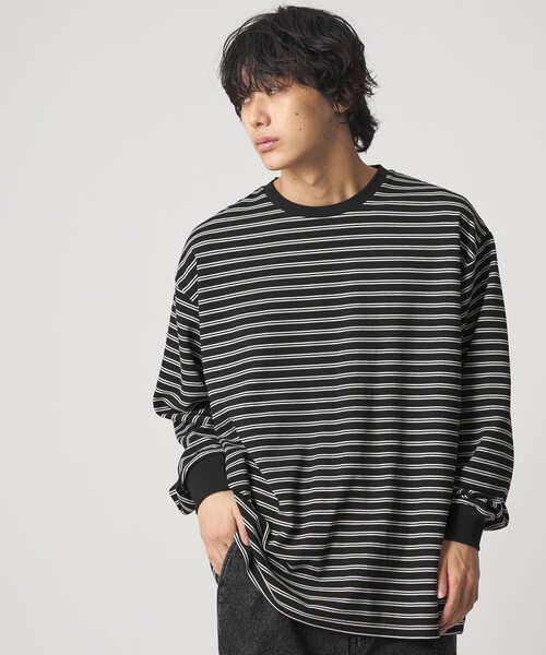 CITEN（シテン）の「＜CITEN＞リップルボーダーロングスリーブシャツ（Tシャツ/カットソー・メンズ・ブラック/ホワイト・L/M）」の8枚目の写真