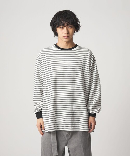 CITEN（シテン）の「＜CITEN＞リップルボーダーロングスリーブシャツ（Tシャツ/カットソー・メンズ・ブラック/ホワイト・L/M）」の10枚目の写真