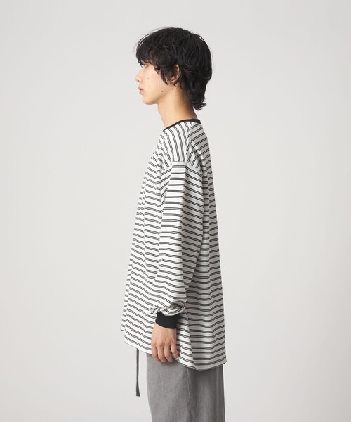 CITEN（シテン）の「＜CITEN＞リップルボーダーロングスリーブシャツ（Tシャツ/カットソー・メンズ・ブラック/ホワイト・L/M）」の11枚目の写真