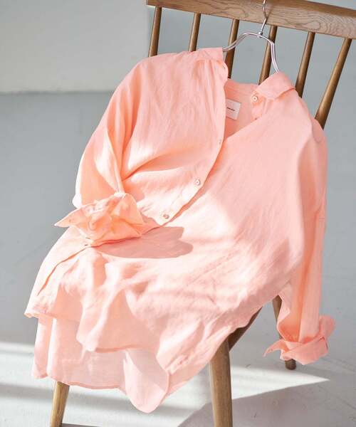 Spick & Span（スピックアンドスパン）の「《ゆったりサイズ》追加 80リネンカシュクール ビッグシャツ（シャツ/ブラウス・レディース・その他14/マルチ/サックスブルー/バーガンディー/ホワイト/その他12/その他7/ネイビー/ブラックミックス・FREE）」の5枚目の写真