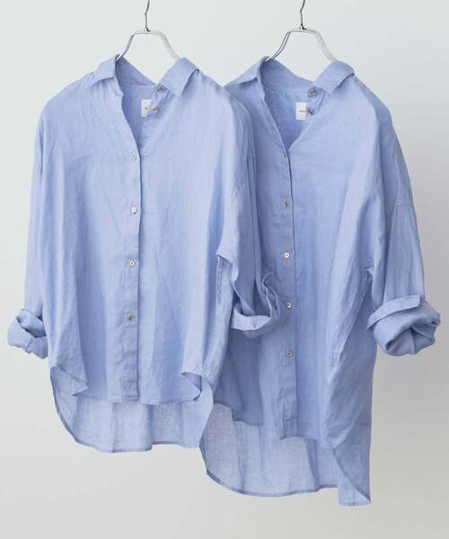 Spick & Span（スピックアンドスパン）の「《ゆったりサイズ》追加 80リネンカシュクール ビッグシャツ（シャツ/ブラウス・レディース・その他14/マルチ/サックスブルー/バーガンディー/ホワイト/その他12/その他7/ネイビー/ブラックミックス・FREE）」の12枚目の写真