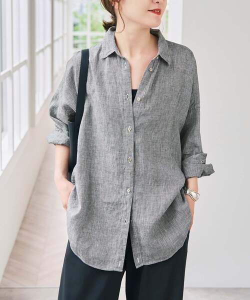 Spick & Span(スピックアンドスパン)の「《追加》 80リネンカシュクール ビッグシャツ(シャツ/ブラウス・レディース・その他14/マルチ/サックスブルー/バーガンディー/ホワイト/その他12/その他7/ネイビー/ブラックミックス・FREE)」の15枚目の写真