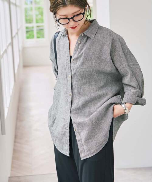 Spick & Span(スピックアンドスパン)の「《追加》 80リネンカシュクール ビッグシャツ(シャツ/ブラウス・レディース・その他14/マルチ/サックスブルー/バーガンディー/ホワイト/その他12/その他7/ネイビー/ブラックミックス・FREE)」の16枚目の写真