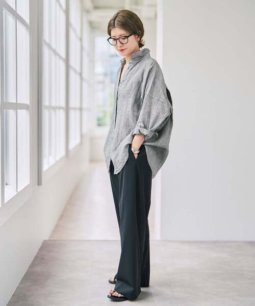Spick & Span(スピックアンドスパン)の「《追加》 80リネンカシュクール ビッグシャツ(シャツ/ブラウス・レディース・その他14/マルチ/サックスブルー/バーガンディー/ホワイト/その他12/その他7/ネイビー/ブラックミックス・FREE)」の19枚目の写真