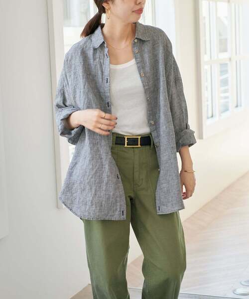 Spick & Span(スピックアンドスパン)の「《追加》 80リネンカシュクール ビッグシャツ(シャツ/ブラウス・レディース・その他14/マルチ/サックスブルー/バーガンディー/ホワイト/その他12/その他7/ネイビー/ブラックミックス・FREE)」の21枚目の写真