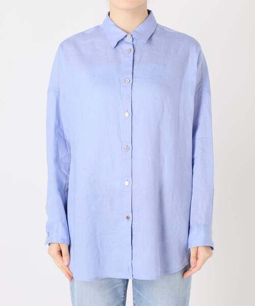 Spick & Span（スピックアンドスパン）の「《ゆったりサイズ》追加 80リネンカシュクール ビッグシャツ（シャツ/ブラウス・レディース・その他14/マルチ/サックスブルー/バーガンディー/ホワイト/その他12/その他7/ネイビー/ブラックミックス・FREE）」の12枚目の写真