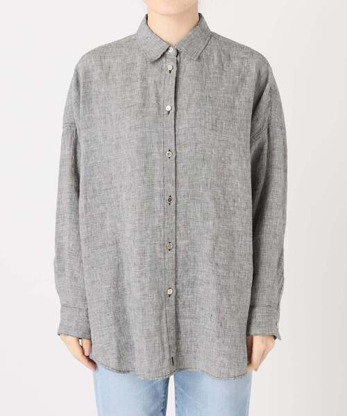 Spick & Span（スピックアンドスパン）の「《ゆったりサイズ》追加 80リネンカシュクール ビッグシャツ（シャツ/ブラウス・レディース・その他14/マルチ/サックスブルー/バーガンディー/ホワイト/その他12/その他7/ネイビー/ブラックミックス・FREE）」の17枚目の写真