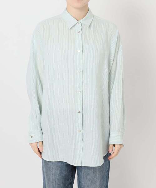 Spick & Span（スピックアンドスパン）の「《ゆったりサイズ》追加 80リネンカシュクール ビッグシャツ（シャツ/ブラウス・レディース・その他14/マルチ/サックスブルー/バーガンディー/ホワイト/その他12/その他7/ネイビー/ブラックミックス・FREE）」の19枚目の写真