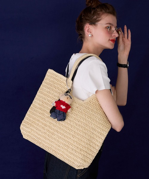 BONLECILL Marche(ボンルシールマルシェ)の「【BONLECILL Marche】《A4収納》スクエアカゴバッグ/トートバッグ(かごバッグ・レディース・ベージュ/アイボリー・FREE)」の5枚目の写真