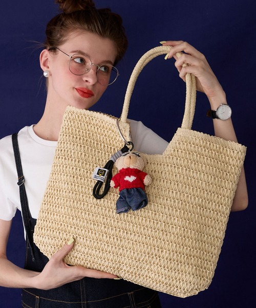 BONLECILL Marche(ボンルシールマルシェ)の「【BONLECILL Marche】《A4収納》スクエアカゴバッグ/トートバッグ(かごバッグ・レディース・ベージュ/アイボリー・FREE)」の6枚目の写真