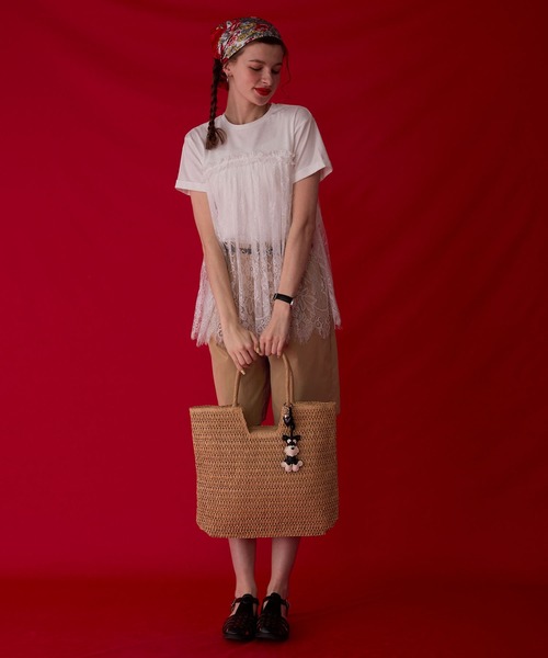 BONLECILL Marche(ボンルシールマルシェ)の「【BONLECILL Marche】《A4収納》スクエアカゴバッグ/トートバッグ(かごバッグ・レディース・ベージュ/アイボリー・FREE)」の14枚目の写真