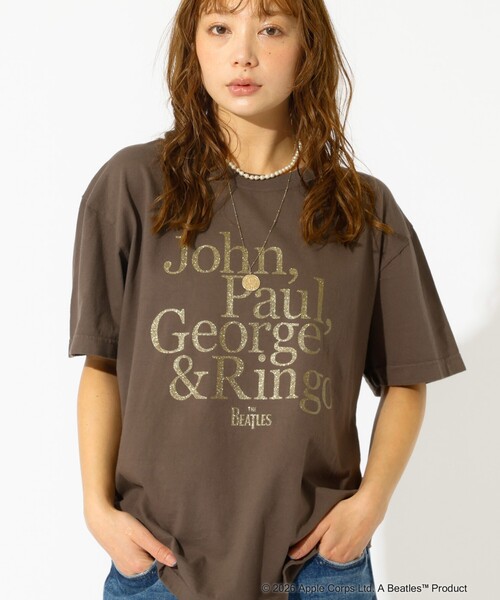 GOOD ROCK SPEED(グッドロックスピード)の「【GOOD ROCK SPEED/グッドロックスピード】ロゴT / ラメプリント / THE BEATLES / AC/DC / DAVID BOWIE / ロックTシャツ(Tシャツ/カットソー・レディース・ブラウン/ブルー/ブラック・フリー)」の3枚目の写真