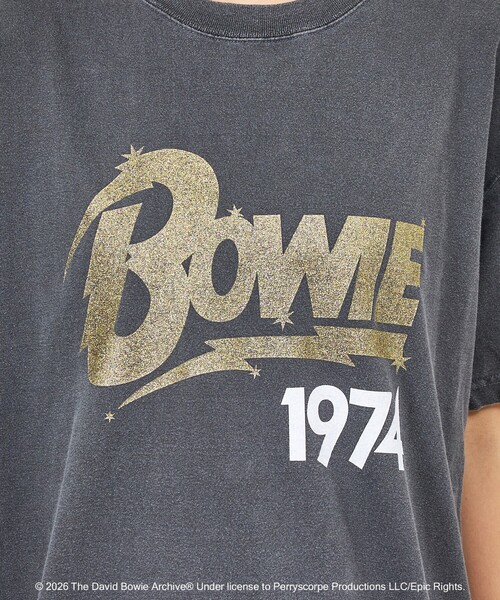 GOOD ROCK SPEED(グッドロックスピード)の「【GOOD ROCK SPEED/グッドロックスピード】ロゴT / ラメプリント / THE BEATLES / AC/DC / DAVID BOWIE / ロックTシャツ(Tシャツ/カットソー・レディース・ブラウン/ブルー/ブラック・フリー)」の6枚目の写真