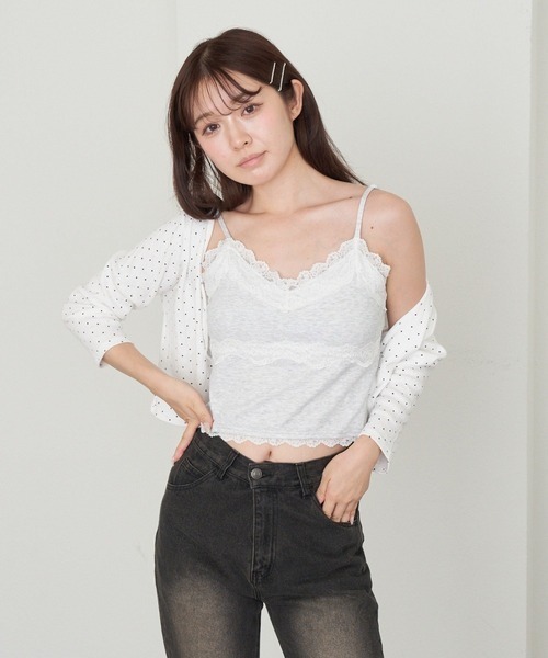 RAY CASSIN（レイカズン）の「パット付レースキャミ（キャミソール・レディース・ブラック/ホワイト系その他/チャコールグレー/カーキ/ライトベージュ・S）」の14枚目の写真