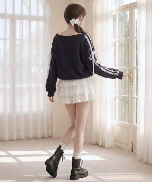 DearMyLoveRose(ディアマイラブローズ)の「ティアードフリルミニスカート(スカート・レディース・ブラック/ホワイト・M-L)」の5枚目の写真