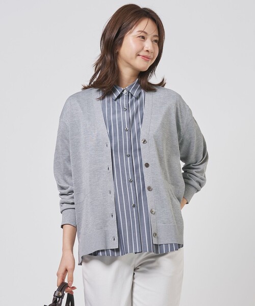 J.PRESS(ジェイプレス)の「Vis/Pe スパーク ニット カーディガン(カーディガン/ボレロ・レディース・スカイブルー系/ダークブラウン系/アイボリー系/ライトグレー系・T13)」の2枚目の写真
