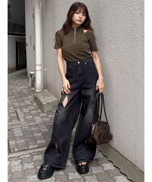 MURUA（ムルーア）の「ロングショルダースクエアボストンバッグ（ショルダーバッグ・レディース・ブラック/ブラウン・FREE）」の14枚目の写真