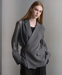 CLEL（クレイル）の「【CLEL】Asymmetry Sheer Tailored Jacket / アシンメトリー シアーテーラードジャケット（テーラードジャケット）」