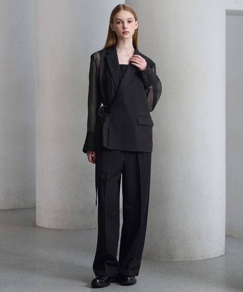 CLEL(クレイル)の「【CLEL】Asymmetry Sheer Tailored Jacket / アシンメトリー シアーテーラードジャケット(テーラードジャケット・メンズ・ブラック/チャコールグレー・L/M/S)」の16枚目の写真