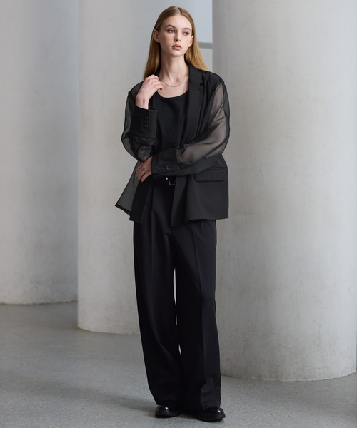 CLEL(クレイル)の「【CLEL】Asymmetry Sheer Tailored Jacket / アシンメトリー シアーテーラードジャケット(テーラードジャケット・メンズ・ブラック/チャコールグレー・L/M/S)」の17枚目の写真