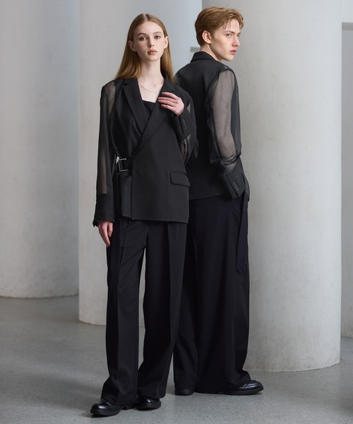 CLEL(クレイル)の「【CLEL】Asymmetry Sheer Tailored Jacket / アシンメトリー シアーテーラードジャケット(テーラードジャケット・メンズ・ブラック/チャコールグレー・L/M/S)」の20枚目の写真