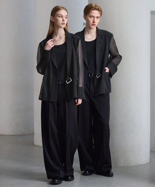 CLEL(クレイル)の「【CLEL】Asymmetry Sheer Tailored Jacket / アシンメトリー シアーテーラードジャケット(テーラードジャケット・メンズ・ブラック/チャコールグレー・L/M/S)」の21枚目の写真