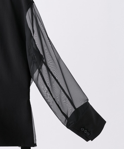 CLEL(クレイル)の「【CLEL】Asymmetry Sheer Tailored Jacket / アシンメトリー シアーテーラードジャケット(テーラードジャケット・メンズ・ブラック/チャコールグレー・L/M/S)」の8枚目の写真
