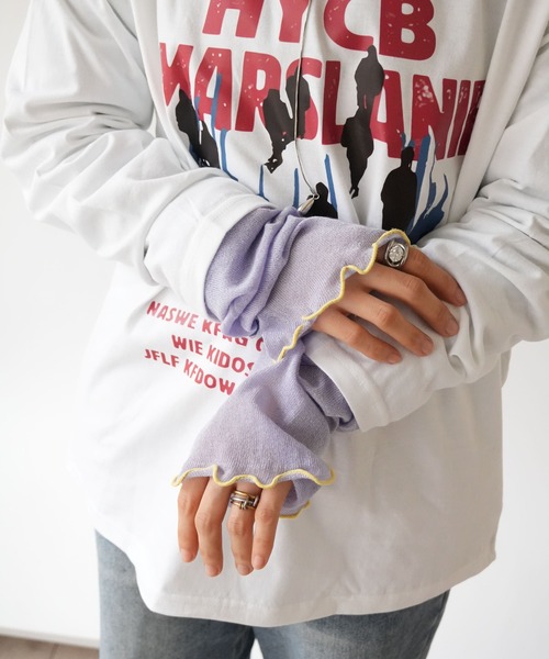 Port（ポート）の「【 Port / ポート 】 指穴付き ラメ シアー アームカバー ( 約60㎝ )（アームカバー・レディース・オレンジ/ライトパープル/ライトイエロー/ライトブルー/ブラック・FREE）」の3枚目の写真