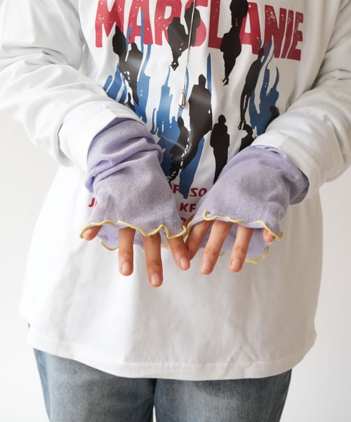 Port（ポート）の「【 Port / ポート 】 指穴付き ラメ シアー アームカバー ( 約60㎝ )（アームカバー・レディース・オレンジ/ライトパープル/ライトイエロー/ライトブルー/ブラック・FREE）」の11枚目の写真