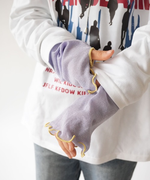 Port（ポート）の「【 Port / ポート 】 指穴付き ラメ シアー アームカバー ( 約60㎝ )（アームカバー・レディース・オレンジ/ライトパープル/ライトイエロー/ライトブルー/ブラック・FREE）」の14枚目の写真