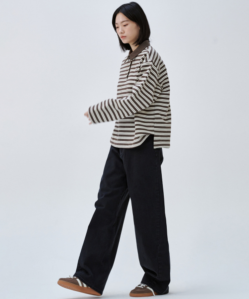 MALOUPE（マロップ）の「5113 ストライプ 裏毛 Tシャツ (ブラウン)（ポロシャツ・レディース・ブラウン・FREE）」の5枚目の写真