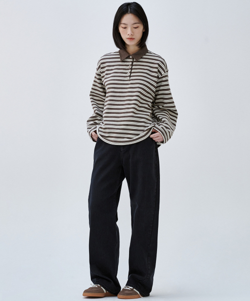 MALOUPE（マロップ）の「5113 ストライプ 裏毛 Tシャツ (ブラウン)（ポロシャツ・レディース・ブラウン・FREE）」の9枚目の写真