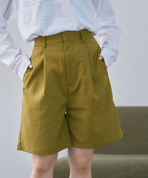 merrylatte（メリーラテ）の「エステルカラーハーフパンツ【IROHANI】（その他パンツ・レディース・グリーン/ベージュ・FREE）」の2枚目の写真