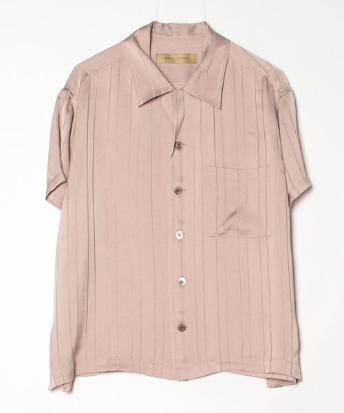 ROBES&CONFECTIONS（ローブスコンフェクションズ）の「Robes & Confections/ローブス&コンフェクションズ/カラミストライプサテンＳＳシャツＷ（シャツ/ブラウス・レディース・ベージュ/ブラック/アイボリー・1）」の3枚目の写真