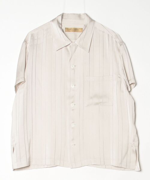 ROBES&CONFECTIONS（ローブスコンフェクションズ）の「Robes & Confections/ローブス&コンフェクションズ/カラミストライプサテンＳＳシャツＷ（シャツ/ブラウス・レディース・ベージュ/ブラック/アイボリー・1）」の2枚目の写真