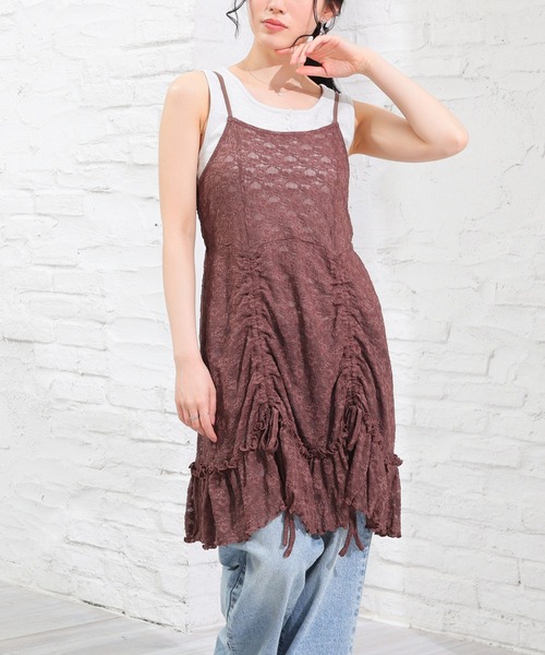 Honeys（ハニーズ）の「レースキャミワンピース（ワンピース・レディース・ブラック/ブラウン/ホワイト・L/M/S）」の3枚目の写真