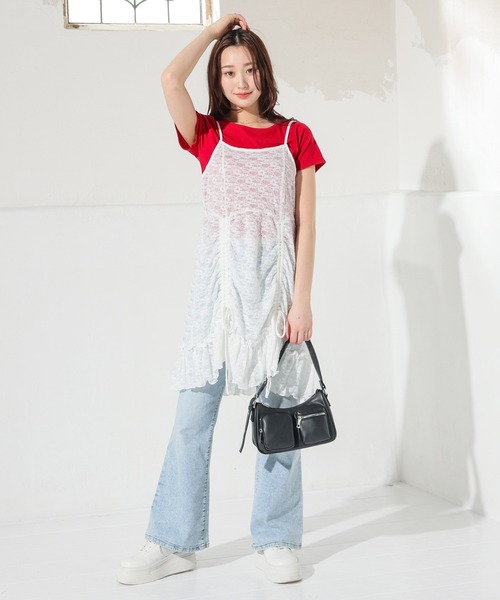 Honeys（ハニーズ）の「レースキャミワンピース（ワンピース・レディース・ブラック/ブラウン/ホワイト・L/M/S）」の4枚目の写真