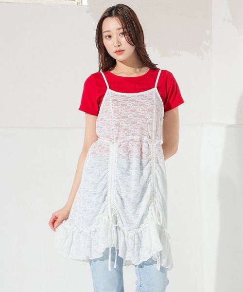 Honeys（ハニーズ）の「レースキャミワンピース（ワンピース・レディース・ブラック/ブラウン/ホワイト・L/M/S）」の6枚目の写真
