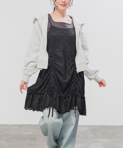 Honeys（ハニーズ）の「レースキャミワンピース（ワンピース・レディース・ブラック/ブラウン/ホワイト・L/M/S）」の15枚目の写真