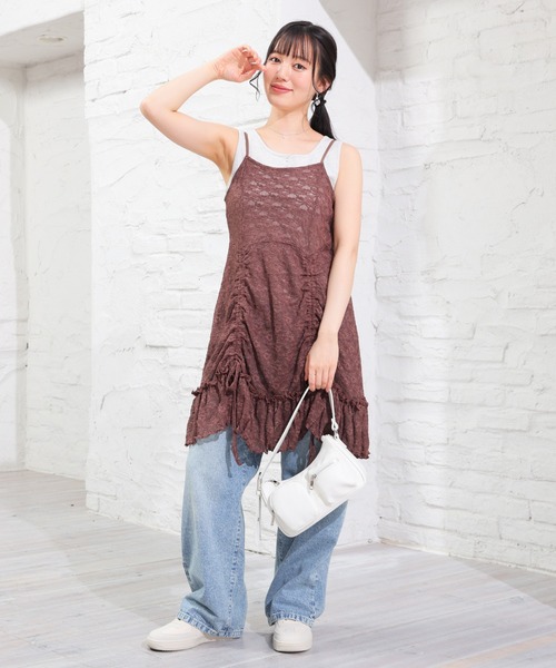 Honeys（ハニーズ）の「レースキャミワンピース（ワンピース・レディース・ブラック/ブラウン/ホワイト・L/M/S）」の16枚目の写真