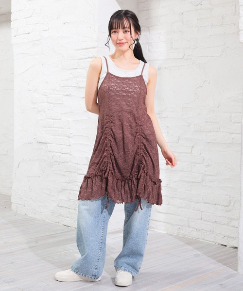 Honeys（ハニーズ）の「レースキャミワンピース（ワンピース・レディース・ブラック/ブラウン/ホワイト・L/M/S）」の18枚目の写真